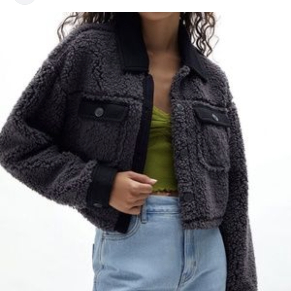 Cropped Homecoming Shacket PACSUN Sz.L Gray